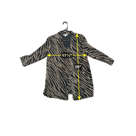 JM Collection Black Bronze Zebra Print Open Front Cardigan Tank Top Set SZ M - Picture 7 of 8